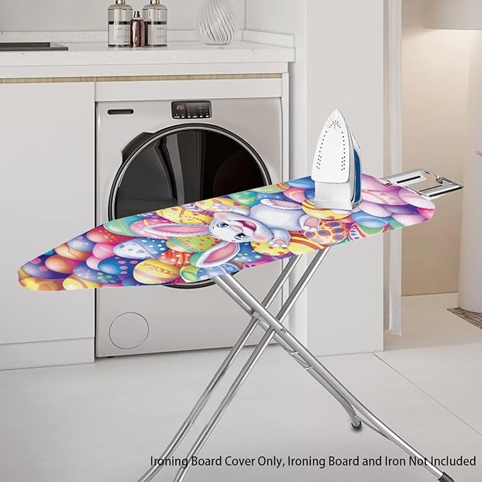 Easter Eggs and Rabbit Ironing Board Pad and Cover Durable Thick Ironing Board Cover Standard Size Iron Pad Durable Ironing Board Protector