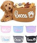 Personalized Dog Cat Toy Basket with Embroidery Name, Customized Puppy & Kitten Toy Storage Bins, Cute Handmade Cotton Rope Organizer for Snacks, Pet Supplies, Easter Birthday Gifts Basket for Pets