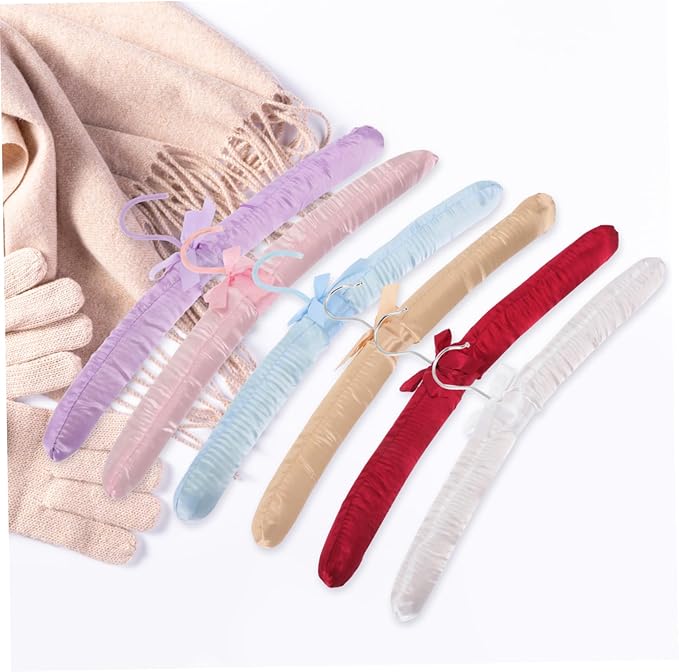 6pcs Padded Hangers Non- Satin Clothes Hangers for Sweaters and Space-Saving Design for Home Organization