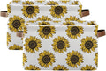 Foldable Storage Baskets Set of 2, Meadow Sunflower Storage Bins with Handles, Decorative Cloth Organizer Storage Boxes for Home|Office 15 x 11 x 9.5 in