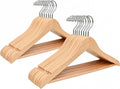 Amber Home 20 Pack 15" Natural Wooden Clothes Hangers for Woman, Teenager Clothing Hangers for Shirt Jacket, Solid Wood Dress Coat Hangers with Non Slip Pants Bar (Natural, 20)