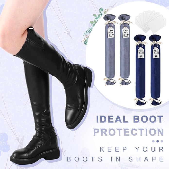 2 Pairs Boot Shaper Stands with 8 Labels Cotton Tall Boot Inserts for Closet Organization