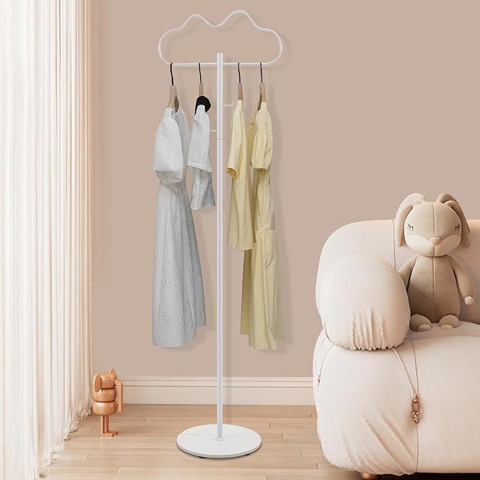 Freestanding Metal Coat Tree, Modern Coat Rack Cloud-shaped Coat Hanger Stand with 2 Hooks for Bedroom Entryway Hallway Office