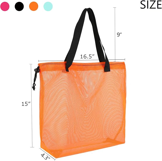 4Pieces Cute Mesh Pool Tote Bags,Mesh Beach Bags With Drawsting For Swim,Travel,Party