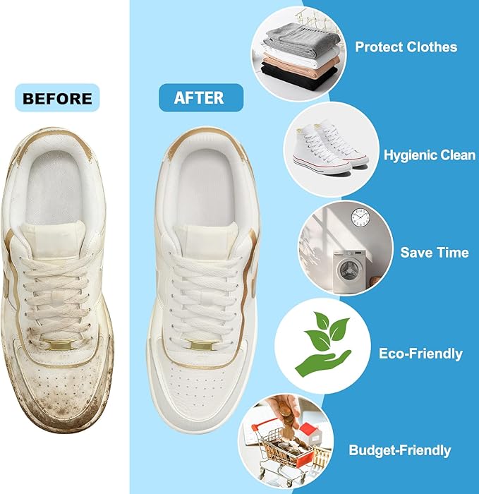 Shoe Washing Machine Bag - Shoe Laundry Bag for Washer and Dryer, Reusable 2 Pack, 360° Deep Cleaning, Self-Locking Zipper, Fits All Sneakers & Tennis Shoes - Blue