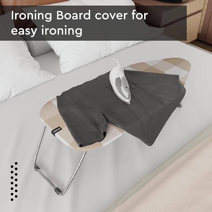 Encasa XO Ironing Board Cover and Pad 28"x12" - 4mm Felt Mini Iron Board Cover with Padding, Stain-Safe Dye, Non Slip, Elastic Bungee Cord Tightening, Heat Resistant Buffalo Beige