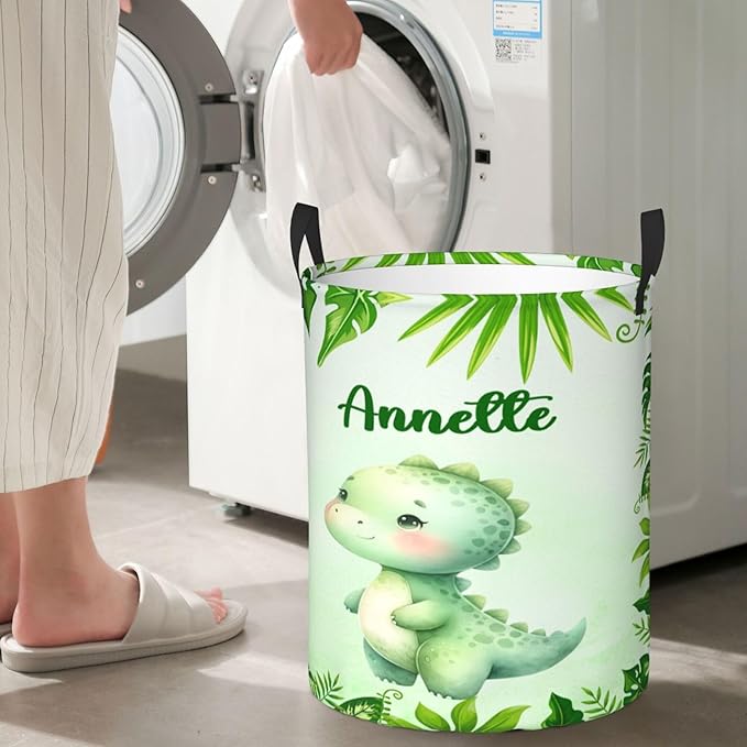 Personalized Dinosaur Laundry Basket For Baby Kids Boys Girls Adult Custom Hamper Basket With Name For Bathroom Bedrooms Collapsible Baby Laundry Basket, Dirty Clothes Hamper With Handles
