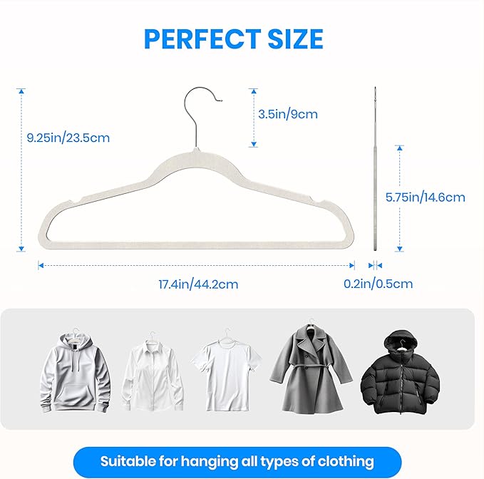 Simple Deluxe Velvet Hangers 30 Pack, Non-Slip Clothes Hangers with Shoulder Notches, 360° Swivel Hooks, Heavy Duty Coat Suit Hangers for Closet Space Saving, White