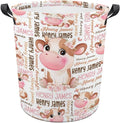 Cow Laundry Basket,Personalized Laundry Hamper for Boys Girls,Custom Laundry Basket With Name, Customized Dirty Clothes Hamper for Bathroom Bedrooms,S-16.5"X 13.8"
