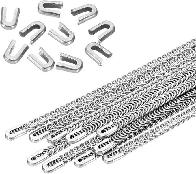 PATIKIL 10 Pcs 8 Inch 304 Stainless Steel Metal Steel Spiral Corset Boning, Metal Boning with 10pcs 6mm Boning Tips for Sewing Corset, Making Costume,Hoop Skirt, Collar (6mm Wide)