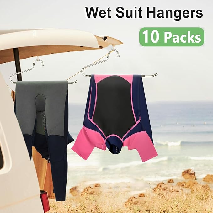 Ultra Heavy Duty Hanger, Shorty Wetsuit-Hanger 10 Packs, Hanger for Wetsuit, Motorcycle Suit, Winter Coast, Marine Dress, Life Jackets, Cycling Clothes (Extended Wide: 16.5 inches)