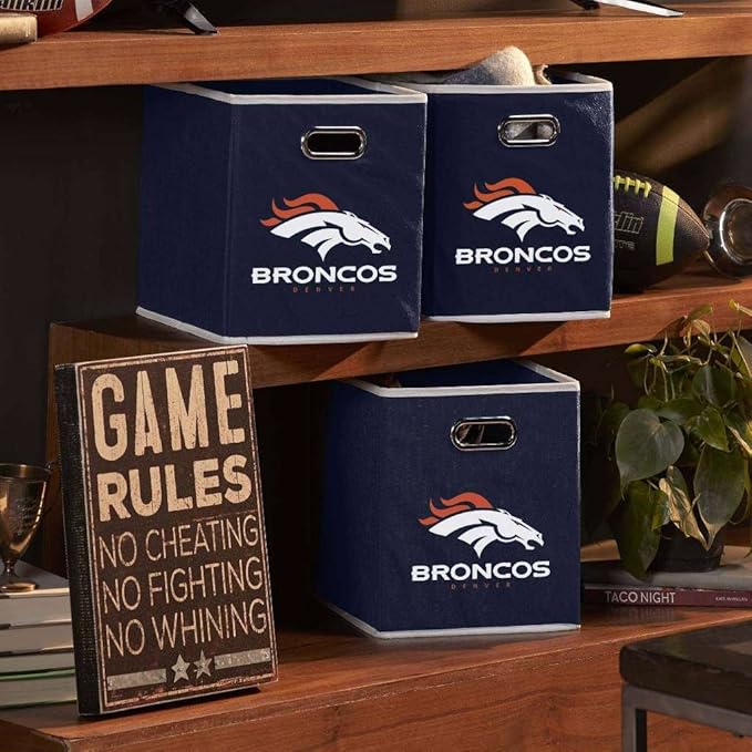 Franklin Sports NFL Storage Bins - Collapsible Cube Container + Basket - NFL Office, Bedroom + Living Room - 11"x11"