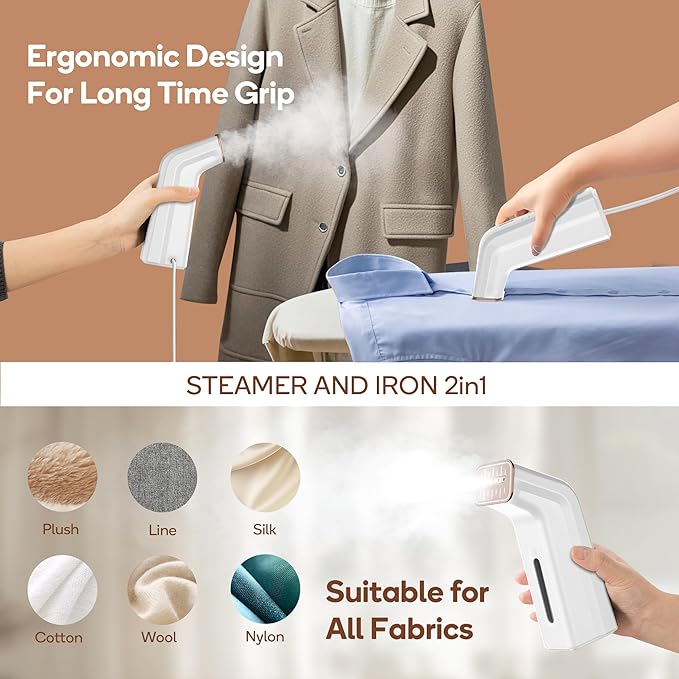 Mini Travel Steamer for Clothes,Dual Voltage & Wrong Voltage Alarm,110-240V Steamer & Iron 2 In 1,Integrated 170ml Tank,1.2lbs Travel Size Fabric Iron,Handheld Steaming Wrinkles Remover For Garment