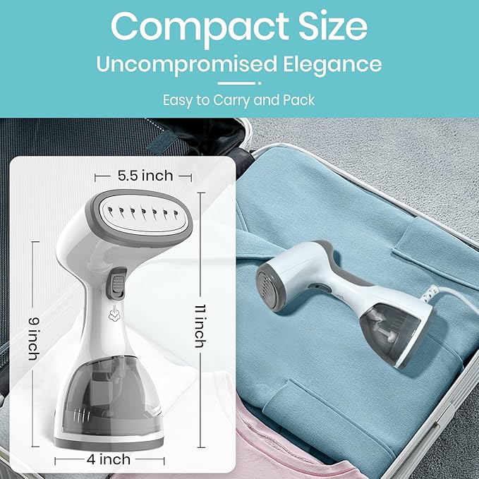 Steamer for Clothes 1500W，30S Fast Heat Plancha a Vapor Para Ropa, 260ML Water Tank Clothing Garment Fabric Iron Travel Steamer Handheld Portable for Wrinkles (White)