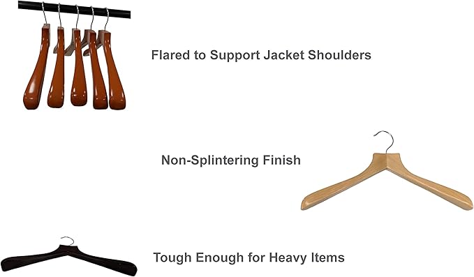 Pillowtex Cherry Finish Closet Clothes Hangers - Set of 5
