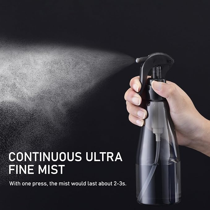 Continuous Spray Bottle for Hair 10oz, Ultra Fine Water Spray Bottles for Cleaning, Plant, Pets (Plastic, 300ml)