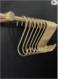 S Hooks, Solid Brass, Rounded-End Craftsmanship, Non-Magnetic, 20 Pack, Gold - for Kitchen Rack Rail Closet Dorm Hanging Pans Pots Coffee Mugs Jeans Towels Bags Purse