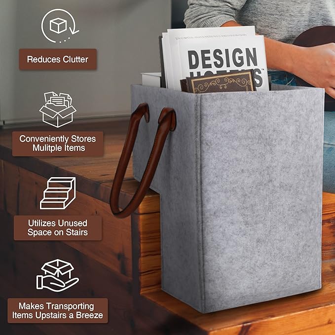 SAM AND MABEL Stair Basket (Light Gray)