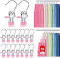 36 Pack Boot Hangers Clips for Closet, Heavy Duty Legging Organizer for Closet Hanging Pants Hangers with Clips Clothes Pins Hanger Clips Laundry Hooks Towel Socks Hats Tall Boots Home Travel Pink