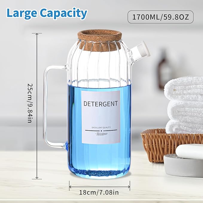 60oz Fabric Softener Dispenser,Liquid Laundry Detergent Dispenser with Lables,Laundry Detergent Container