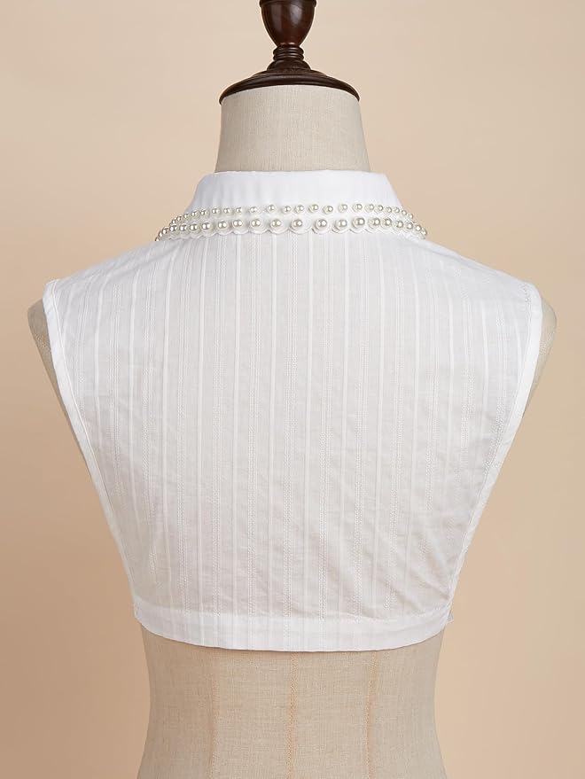 Handcrafted Faux Diamond and Pearl Fake Collar Shirts Versatile Dickey Collar Half Shirt Collar for Women