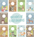 Woodland Closet Clothing Size Dividers / 4" x 6" Closet Organizers for Newborn Baby to 4T Clothes / 10 Forest Animal Baby Closet Size Dividers