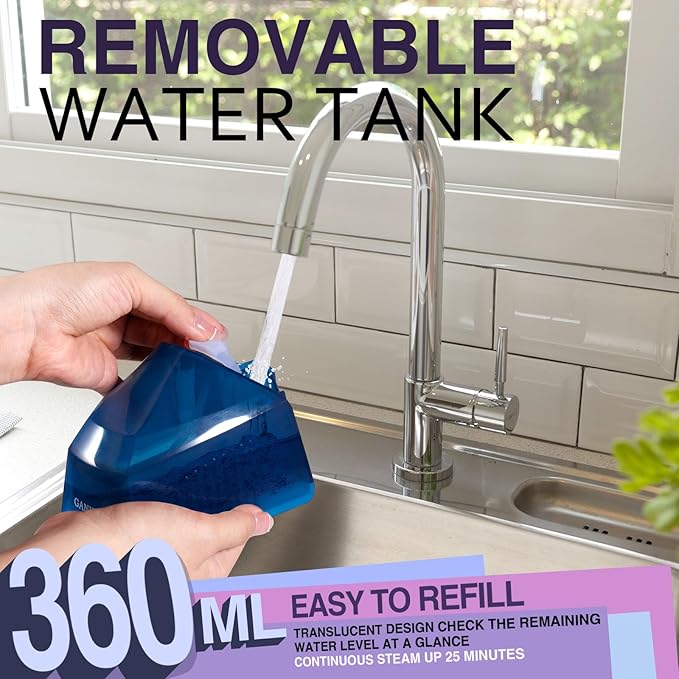 Steamer for Clothes, 1600W Handheld Clothes Steamer with 360ml Tank, Fast Heat-Up Portable Garment Steamer with LCD, Auto-Off, 2 in 1 Fabric Wrinkle Removes with Folding Hanger and Brush