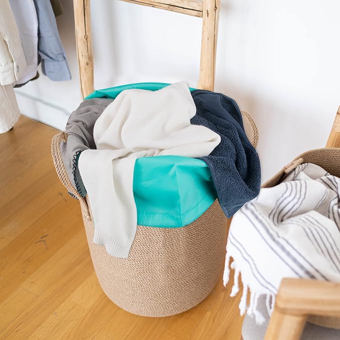 Washable Drawstring Laundry Bags 2 Pack Extra Large Heavy Duty College Dorm Dirty Laundry Clothes Travel Bag and Gym Clothes Bag for Guys and Girls (Turquoise "Wash Me")