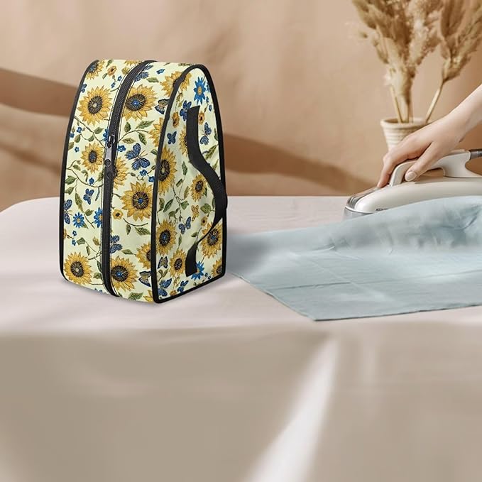 Sunflower Butterfly Flower Print Travel Steamer Bag Handheld Steamer Holder with Handle Steam Iron Storage Bag Home Iron Accessories, Case Only