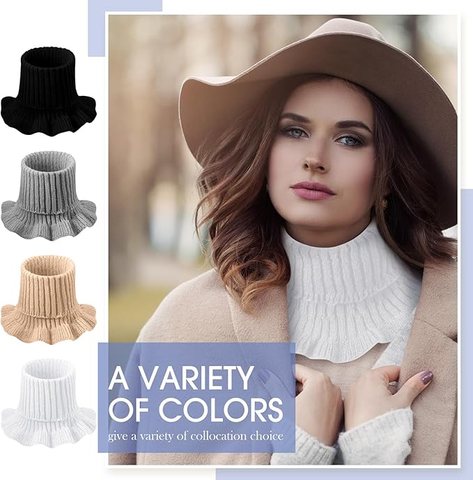 JenPen Winter Fake Turtleneck for Women Dickey Collar Knitted Detachable Half Top Mock High Turtleneck Neck Warm Faux Collar