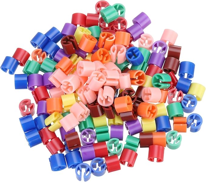 MECCANIXITY Clothe s Hanger Markers Blank Tags Fit 3.5mm Rod for Garment Color Coding Yellow/Red/Green/Purple/Deep Lake Blue/Orange/Fresh Pink/Brown 200pcs