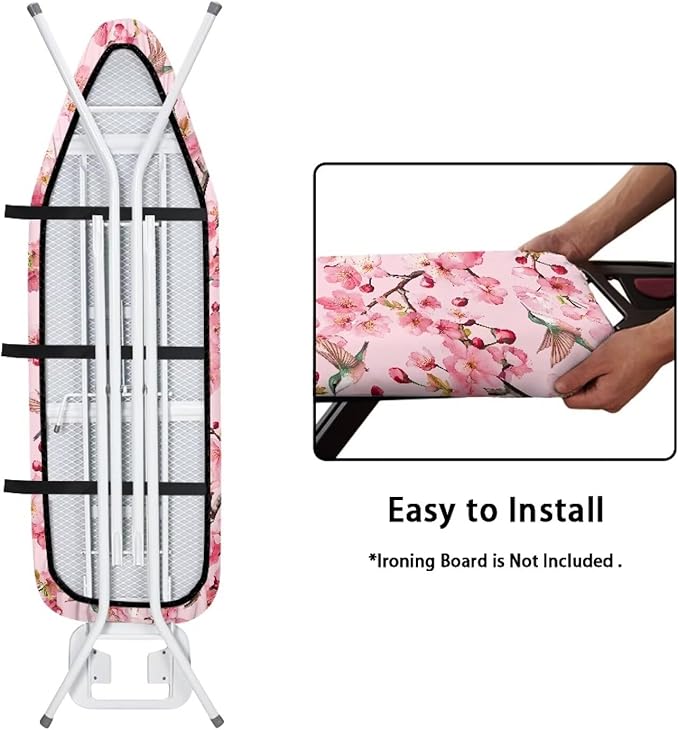 Cherry Blossom Ironing Board Covers with Elastic Edge Adjustable Iron Board Cover Heat Reflective Stain Resistant Standard Size 15x54