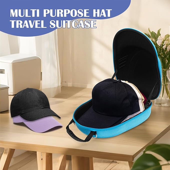 Hat Organiser Protects up to 6 Hats Travel Hat Case with Carry Handle and Adjustable Shoulder Strap for Men and Women for Travel and Home Storage