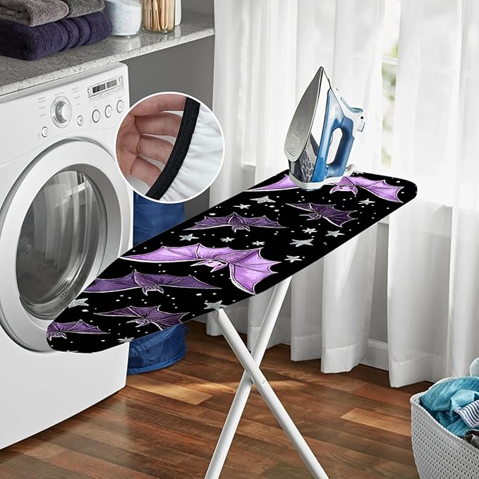 Nuxovilar Purple Bat & Star Ironing Board Cover,15 * 54inch,Fit Most Standard Boards,Ironing Accessory,Home Decor
