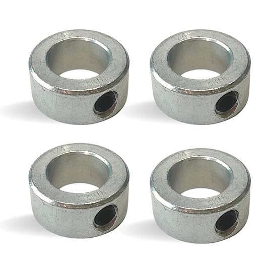(4-Pack) 3/4” Bore Solid Steel Shaft Collars with Zinc Plated Coating - Durable Shaft Collars Suitable for Machinery and Industrial Use