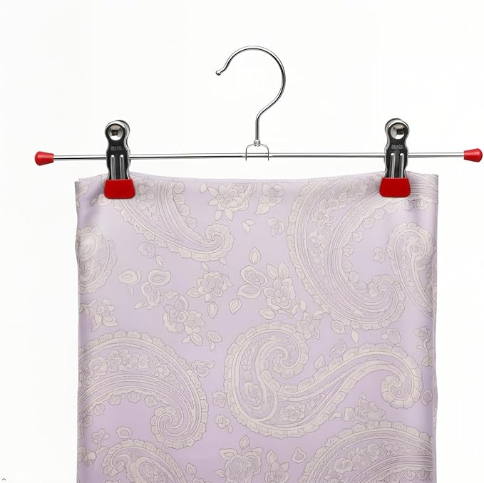 Mawa by Reston Lloyd Non-Slip Space-Saving Clothes Hanger for Pants & Skirts with Two Clips, Style K/40D, Set of 2, 15 3/4" L, Red