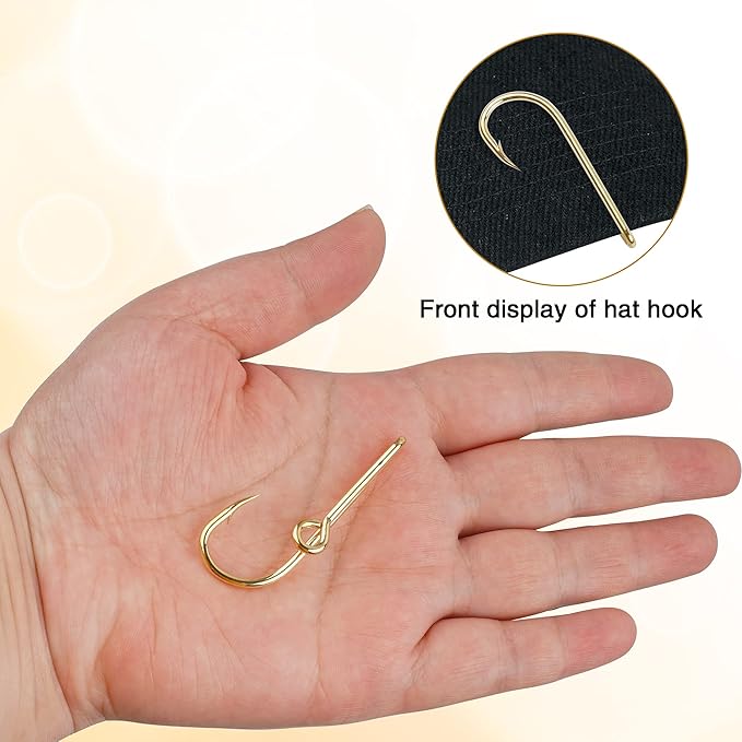 10PCS/20PCS Fishing Hook Hat Pins for Hat,Fish Hook Hat Clip for Hat Tie Clasp Fashion Trend Hat Decoration Gold Balck
