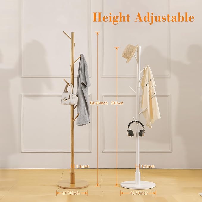 VECELO Coat Rack Freestanding, Entryway Hanger Stand, Umbrella Holder