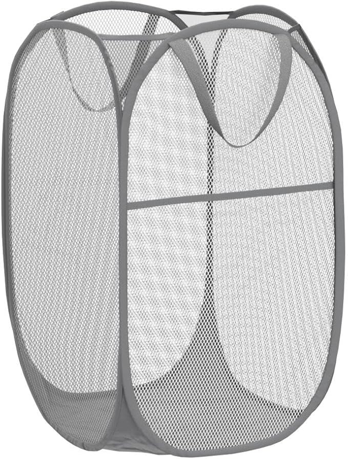 WD&CD 2PCS Laundry Baskets Foldable Pop Up Mesh Washing Laundry Basket Bag Bin Hamper Toy Tidy Storage Organiser Organizer(Gray)