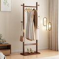 CHANCEE Solid Wood Coat Rack, Freestanding Clothes Rack with Shoe Storage, Heavy-Duty Hall Tree with 5 Hooks, Corner Coat & Hat Stand for Bedroom, Entryway, Living Room, Hotel