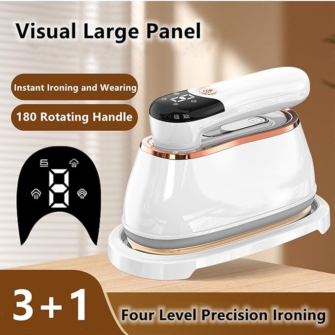 2 In 1 Portable Ironing Machine, Handheld Clothing Steam Iron, 1200W +15 Seconds Fast Heating,180°Rotation, LCD Display Ironing Mode, 7-Hole Pressurized Steam