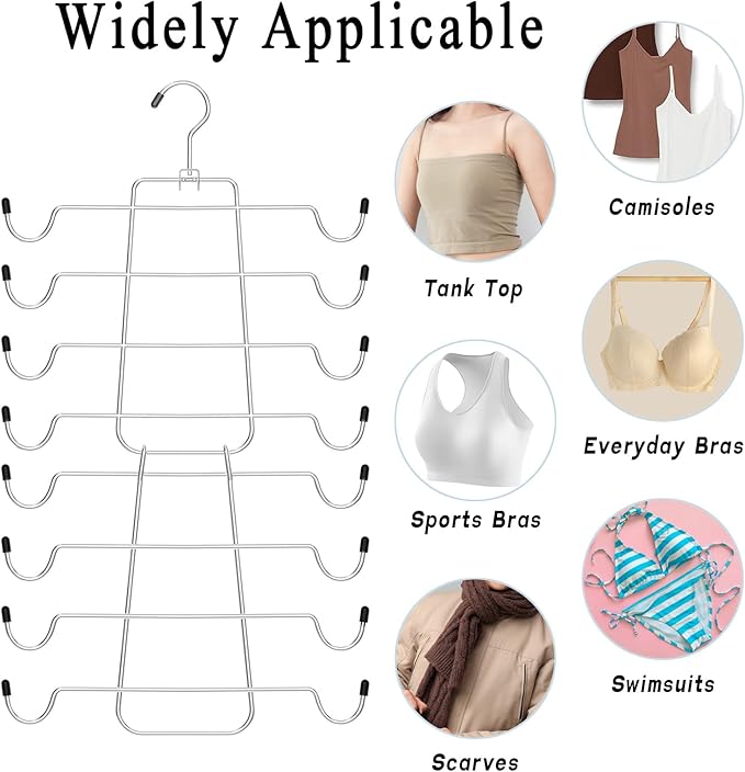 2 Pack Vest Hanger and 2 Pack Leggings Organizer Save Space, Sports Bra Metal Yoga Pants Hanger, Hanging Closet Organizer with 20 Clips and Storage for Hats Vests Shorts