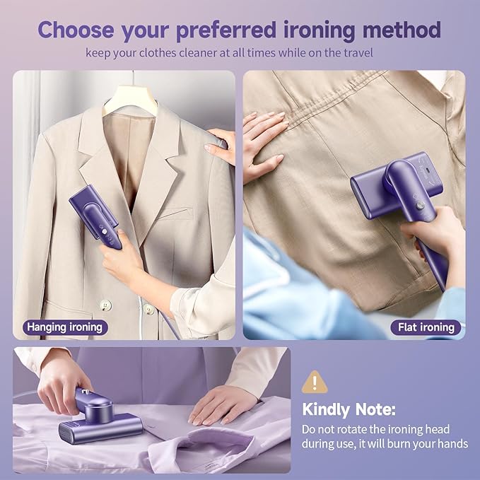 Travel Portable Steamer for clothes - Handheld Steamer for Fabric Clothing Wrinkles, 15s Fast Heat-up Rotary Garment Steamer, 1200W Light Mini Steam Iron for Home, Office and Travel