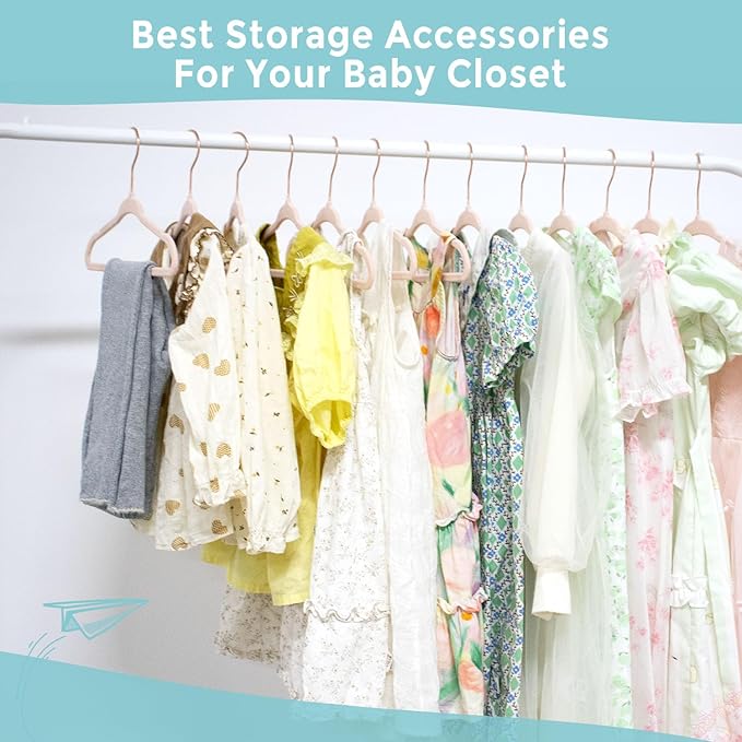 14 Inch Velvet Kids Hangers - 30 Pack, Durable & Non-Slip Closet Organizers for Big Kids & School-Age Children, Ultra Slim Space-Saving Design (13.8" W x 7.8" H), Pink