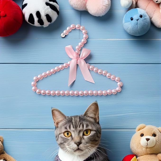 5Pcs Pearl Hangers for Clothes Boy Girl Clothing Hangers Pink for Nursery Closet Organizer Pet Clothes Decoration