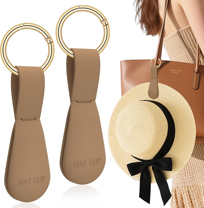 Magnetic Hat Clip 2-Pack - The Brown Hat Clip for Travel on Bag, Magnetic Hat Clips for Bag, and Secure Hat Holder for Travel on Caps & Beach Hats, Vacation Essentials
