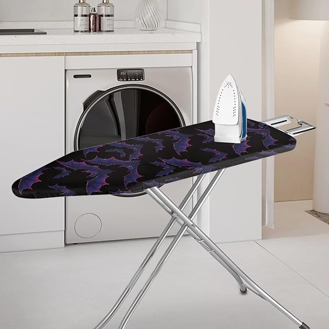 SEANATIVE Gothic Ironing Board Cover Stain Resistant Pad Covers Durable Purple Bat Iron Board Protective Covers with Elastic Edge, Easy Installation