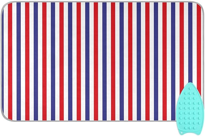 Ironing Mat Pad for Table Portable Travel Iron Blanket Ironing Board Covers Pressing Mat Heat Press Pads 27.6x47.2 Inches Blue and Red Stripes38
