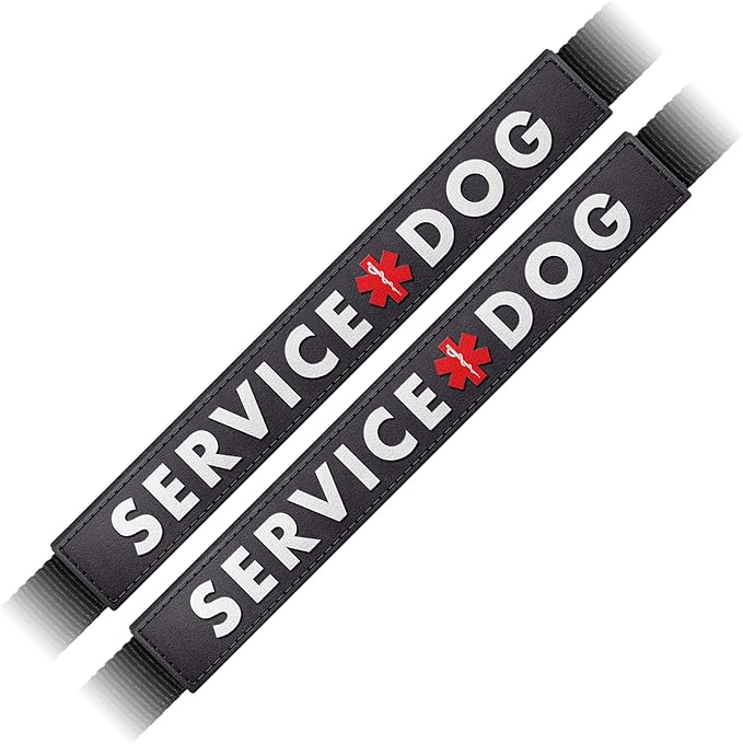 Tuff Pupper Waterproof Leash Sleeve | Fits Any Standard Size 1 Inch Wide Leash | Dual Sided Message | Durable Neoprene & Silicone | Odor & Stink Proof | Easy Secure On & Off (2 Pack, Service Dog)