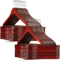 Casafield - 40 Cherry Wooden Suit Hangers - Premium Lotus Wood with Notches & Chrome Swivel Hook for Dress Clothes, Coats, Jackets, Pants, Shirts, Skirts